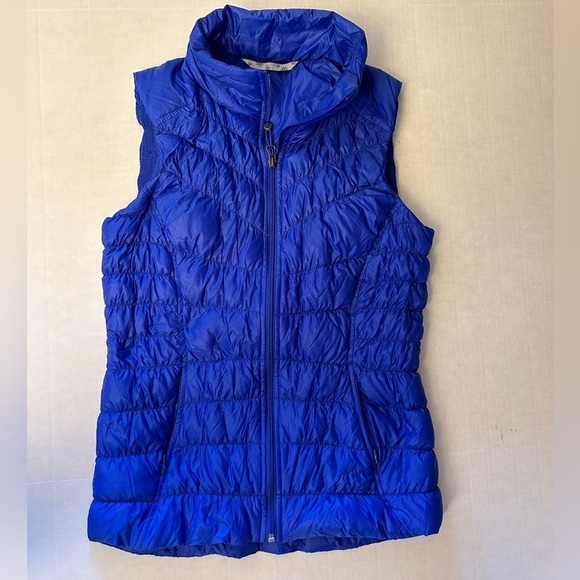 Athleta Royal Capri Blue Goose down Puffer Vest w/full front zipper Sz-S. Y12 - Picture 6 of 12